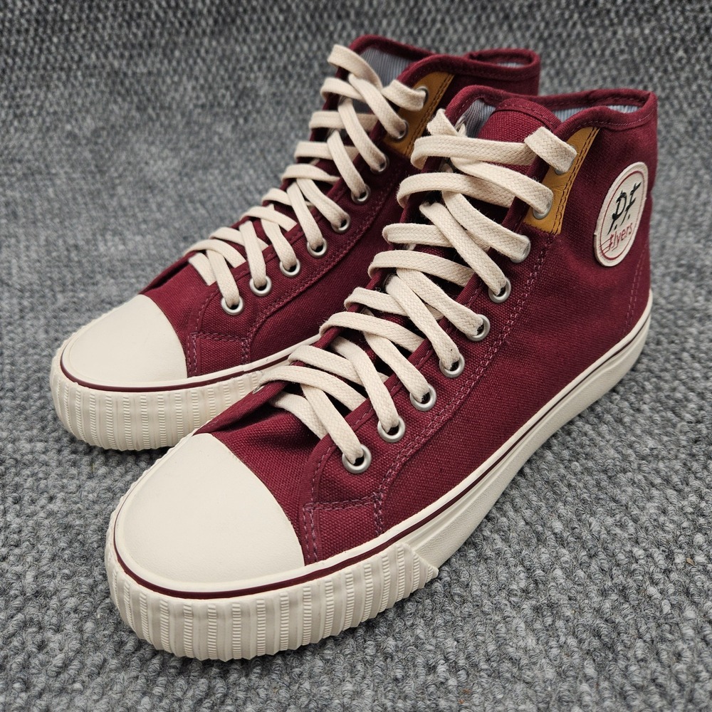 PF Flyers Center Hi Men's 8 Women's 9.5 Burgundy High Top Sneakers Canvas Shoes